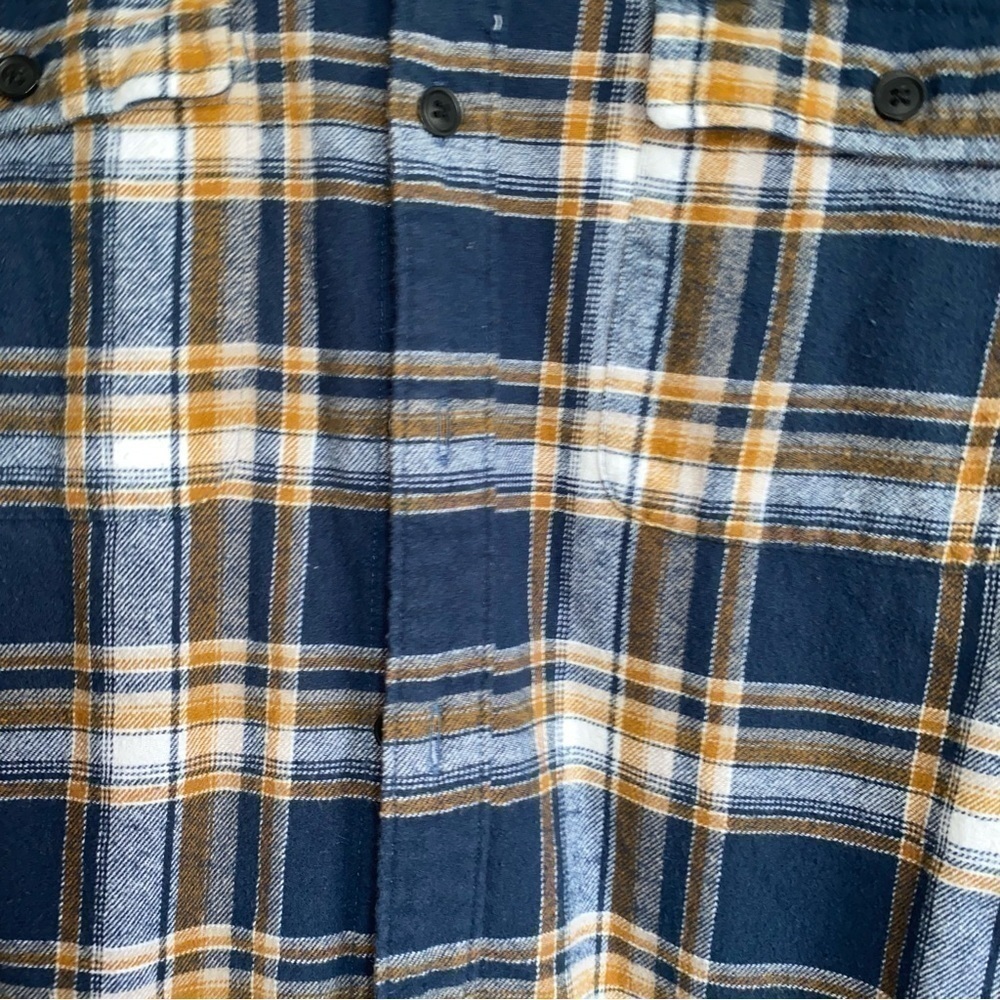 Lucky Brand Blue Yellow Plaid Flannel Button Down Shirt 100% Cotton Small - Picture 2 of 5